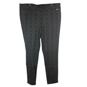 Calvin Klein Womens Plaid Straight Leg Pants XL Black Gray‎ Stretch Comfort